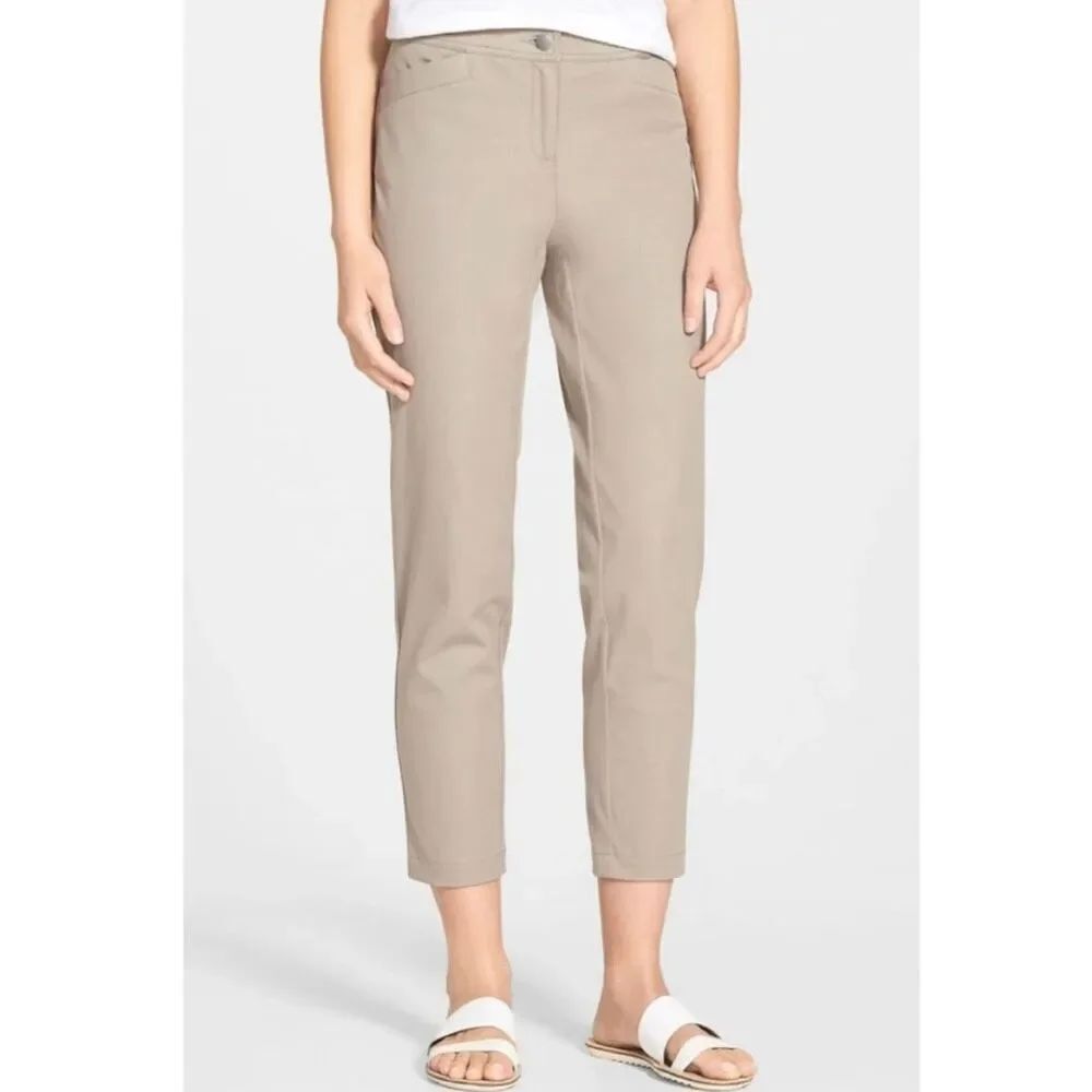 ✨Eileen Fisher Organic Cotton Twill Slim Ankle Tan SZ Large Pants✨